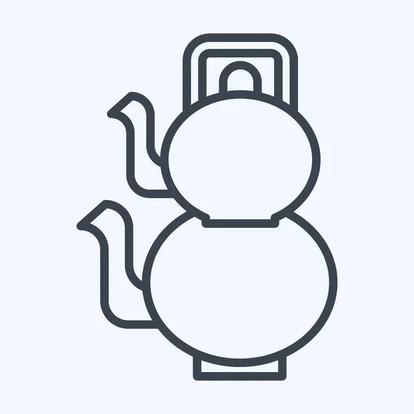 Ikone Türkischer Teehafen Zusammenhang Mit Tee Symbol Linienstil Einfaches Design — Stockvektor