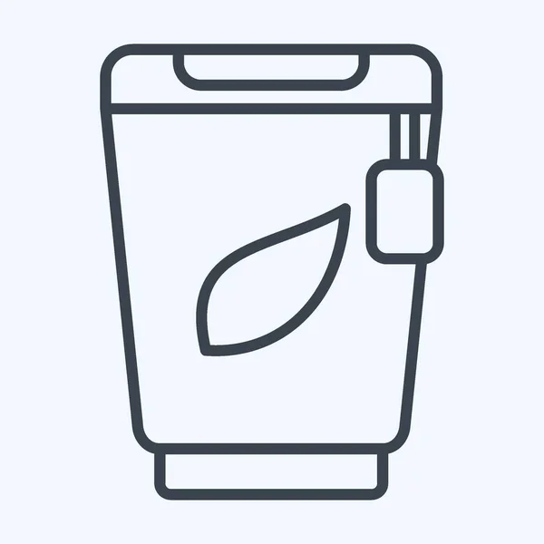 Icon Papercup 与茶的象征有关 线条风格 简单的设计可以编辑 简单的例证 — 图库矢量图片