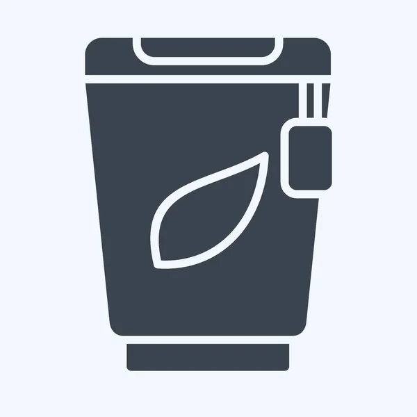 Icon Papercup 与茶的象征有关 格瑞普风格 简单的设计可以编辑 简单的例证 — 图库矢量图片