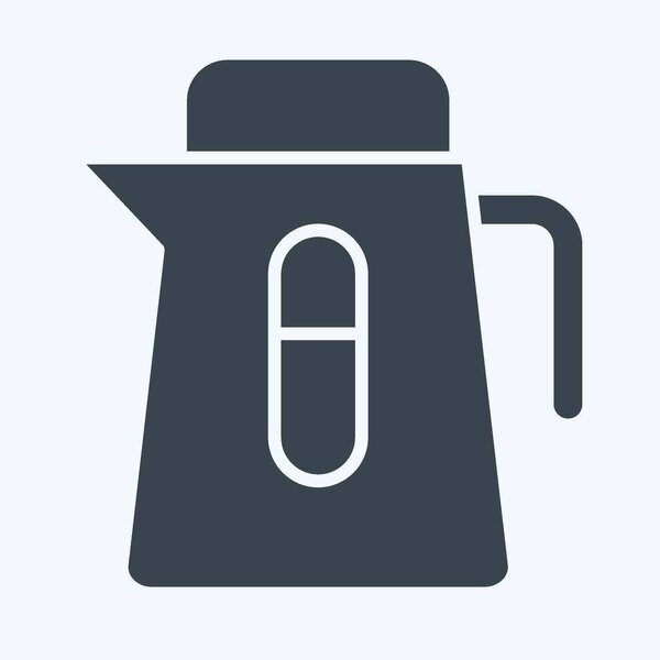 Икона Электрический чайник. Относится к символу чая. в стиле глифа. простой дизайн редактируемый. простая иллюстрация. зеленый чай