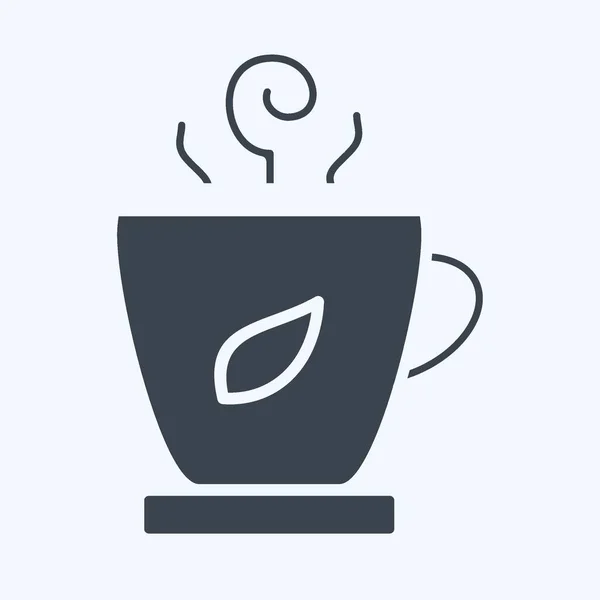 Ikone Tasse Tee Vorhanden Zusammenhang Mit Tee Symbol Glyphen Stil — Stockvektor