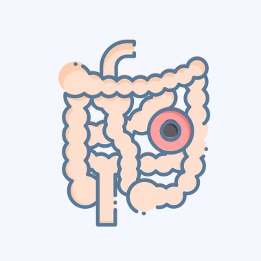 Simgesel bağırsaklar. Vücut Ache sembolüyle ilgili. Karalama stili. Basit dizayn edilebilir. Basit resimleme