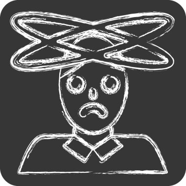 Simge baş dönmesi. Vücut Ache sembolüyle ilgili. Tebeşir stili. Basit dizayn edilebilir. Basit resimleme