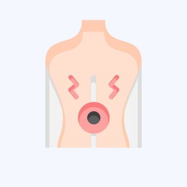 Sırt ağrısı ikonu. Vücut Ache sembolüyle ilgili. Düz stil. Basit dizayn edilebilir. Basit resimleme