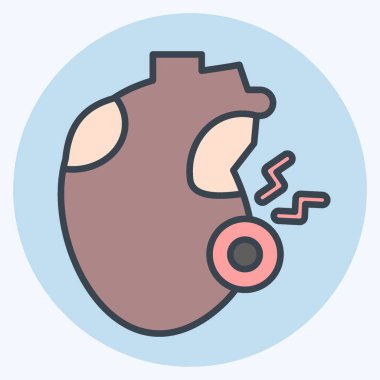 Simge Kalpli. Vücut Ache sembolüyle ilgili. renk arkadaşı stili. Basit dizayn edilebilir. Basit resimleme