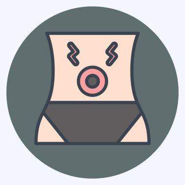 Icon Karın Ağrısı. Vücut Ache sembolüyle ilgili. renk arkadaşı stili. Basit dizayn edilebilir. Basit resimleme