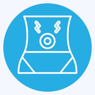 Icon Karın Ağrısı. Vücut Ache sembolüyle ilgili. Mavi gözlü. Basit dizayn edilebilir. Basit resimleme