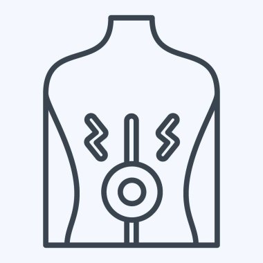 Sırt ağrısı ikonu. Vücut Ache sembolüyle ilgili. Sıra tarzı. Basit dizayn edilebilir. Basit resimleme