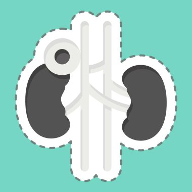 Çıkartma çizgisi Böbrek 'i kesti. Vücut Ache sembolüyle ilgili. Basit dizayn edilebilir. Basit resimleme