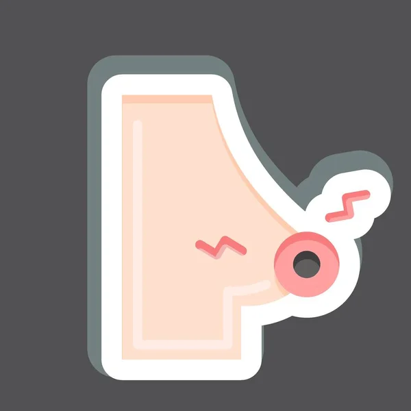 Sticker Pijn Borst Gerelateerd Aan Body Ache Symbool Eenvoudig Ontwerp — Stockvector