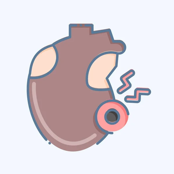 Icon Heartache Related Body Ache Symbol Doodle Style Simple Design — Stock Vector