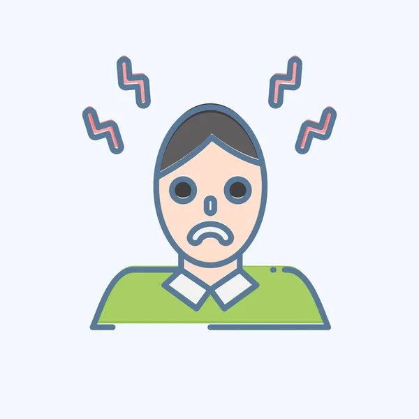 Icon Headache Related Body Ache Symbol Doodle Style Simple Design — Stock Vector