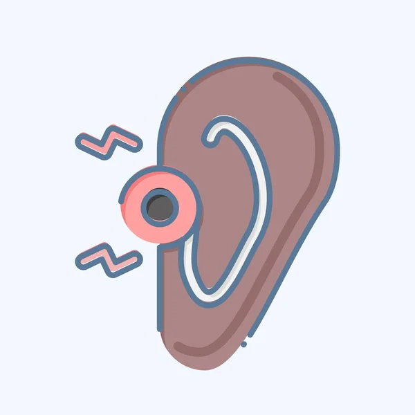Telinga Ikon Terkait Dengan Simbol Body Ache Gaya Corat Coret - Stok Vektor
