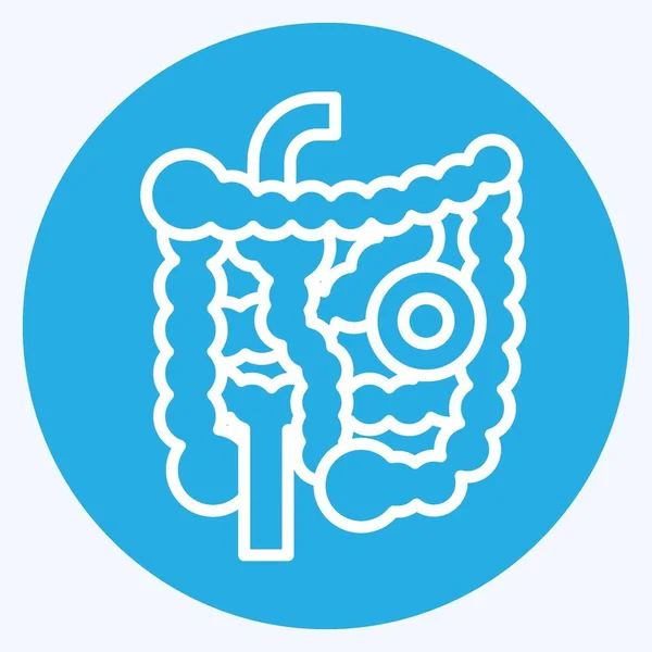 Icône Intestinale Lié Symbole Body Ache Style Yeux Bleus Conception — Image vectorielle
