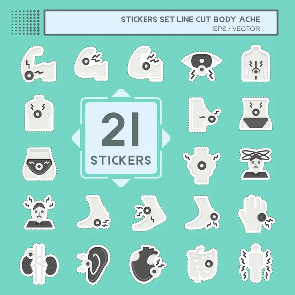 stock vector Sticker line cut Set Body Ache. related to Healthy symbol. simple design editable. simple illustration