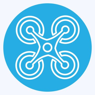 Simge Quadcopter. Drone sembolüyle ilgili. Mavi gözlü. Basit dizayn edilebilir. Basit resimleme