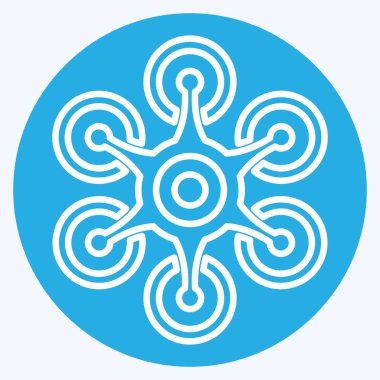 İkona Hexacopter. Drone sembolüyle ilgili. Mavi gözlü. Basit dizayn edilebilir. Basit resimleme