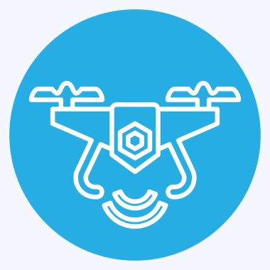 Icon Drone. Drone sembolüyle ilgili. Mavi gözlü. Basit dizayn edilebilir. Basit resimleme