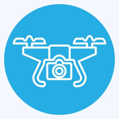 Kameralı Icon Drone. Drone sembolüyle ilgili. Mavi gözlü. Basit dizayn edilebilir. Basit resimleme