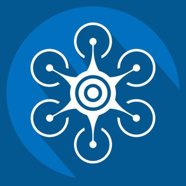 İkona Hexacopter. Drone sembolüyle ilgili. Uzun gölge tarzı. Basit dizayn edilebilir. Basit resimleme