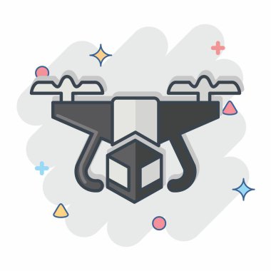 Simge Taşıma Dronu. Drone sembolüyle ilgili. Çizgi roman. Basit dizayn edilebilir. Basit resimleme