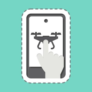 Etiket hattı Mobil Uygulamayı kesti. Drone sembolüyle ilgili. Basit dizayn edilebilir. Basit resimleme