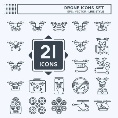 Simge Ayarlı Drone. Teknoloji sembolüyle ilgili. Sıra tarzı. Basit dizayn edilebilir. Basit resimleme