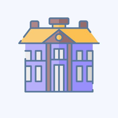 İkon Kışlası. Askeri sembolle ilgili. Karalama stili. Basit dizayn edilebilir. Basit resimleme