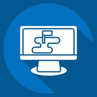 Simge Strateji Haritası. Askeri sembolle ilgili. Uzun gölge tarzı. Basit dizayn edilebilir. Basit resimleme