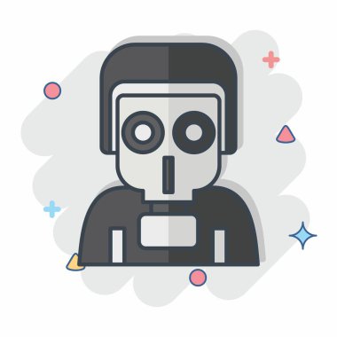 Simge gazı koruması. Askeri sembolle ilgili. Çizgi roman. Basit dizayn edilebilir. Basit resimleme