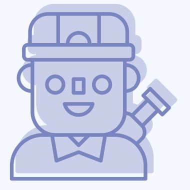 Simgesel Asker. Askeri sembolle ilgili. İki ton stili. Basit dizayn edilebilir. Basit resimleme