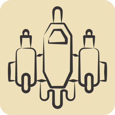 Simge Uçağı. Askeri sembolle ilgili. El çizimi tarzı. Basit dizayn edilebilir. Basit resimleme