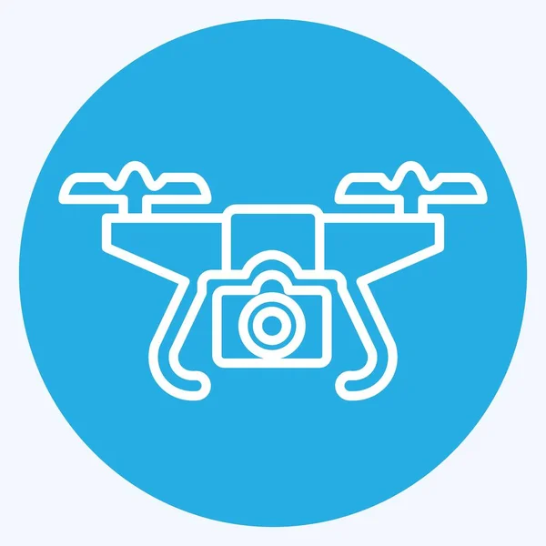 Ikon Drón Kamerával Drón Szimbólummal Kapcsolatos Kék Szemek Stílusa Egyszerű — Stock Vector
