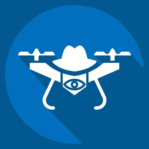 Icona Spy Drone Legati Simbolo Drone Lungo Stile Ombra Design — Vettoriale Stock