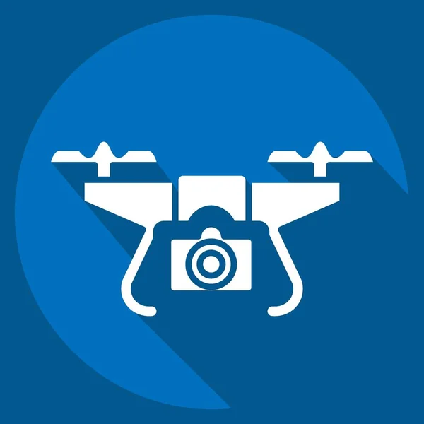 Ikon Drón Kamerával Drón Szimbólummal Kapcsolatos Hosszú Árnyék Stílus Egyszerű — Stock Vector
