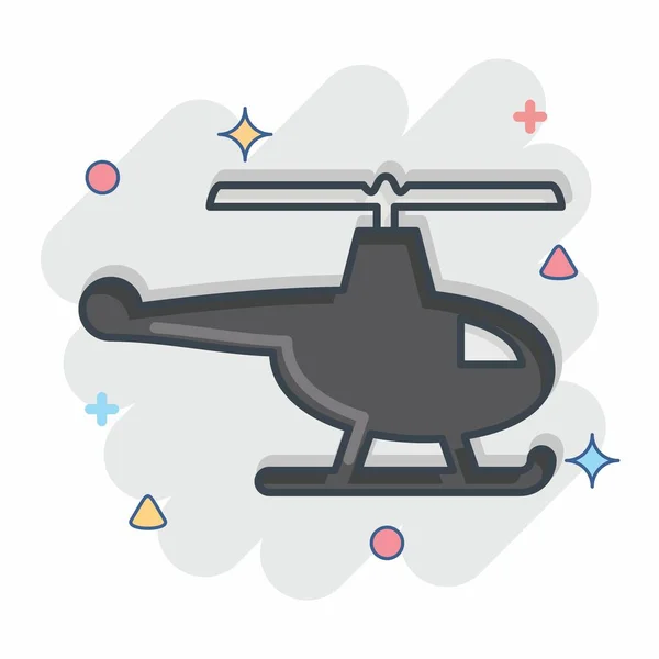 Helicóptero Icono Relacionado Con Símbolo Drone Estilo Cómico Diseño Simple — Vector de stock