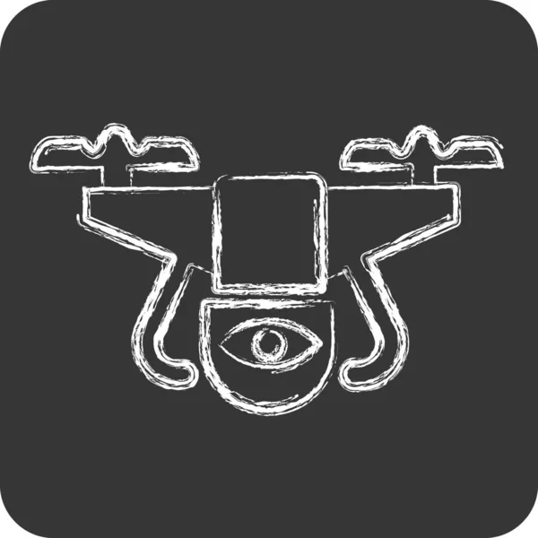 Ikon Megfigyelő Drón Drón Szimbólummal Kapcsolatos Krétás Stílus Egyszerű Tervezés — Stock Vector