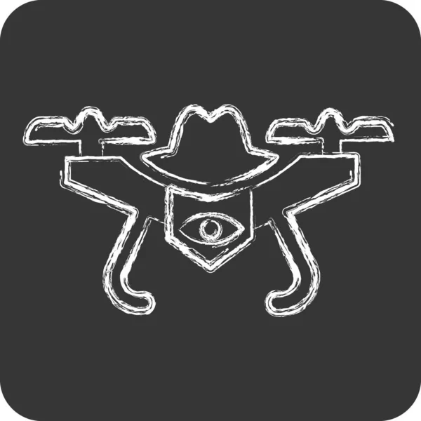 Icon Spy Drone Related Drone Symbol Chalk Style Simple Design — Stock Vector