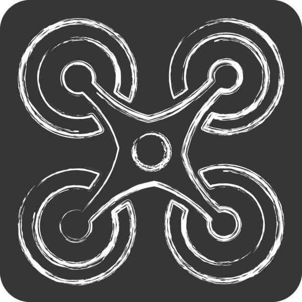 Ікона Квадрокоптера Пов Язаний Символом Дроне Крейдяний Стиль Простий Дизайн — стоковий вектор