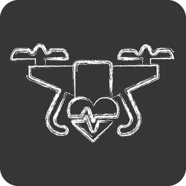 Ikona Drona Medyczna Związane Symbolem Drona Styl Kredowy Prosty Projekt — Wektor stockowy