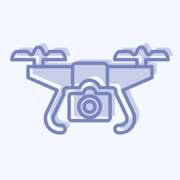 Икона Дрон Камерой Связано Символом Дрона Двухтональный Стиль Простой Дизайн — стоковый вектор