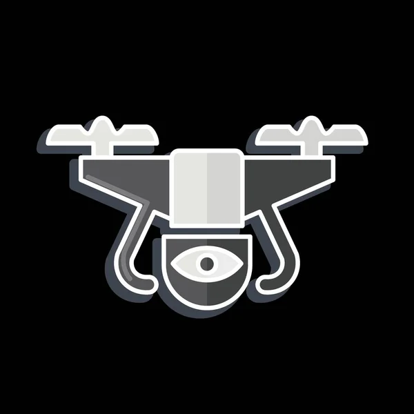 Icon Surveillance Drone Пов Язаний Символом Дроне Блискучий Стиль Простий — стоковий вектор