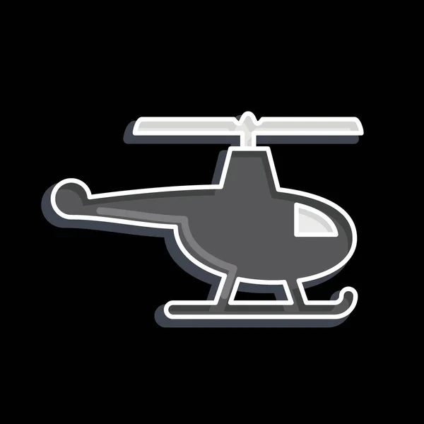 Икона Вертолет Связано Символом Дрона Глянцевый Стиль Простой Дизайн Редактируемый — стоковый вектор