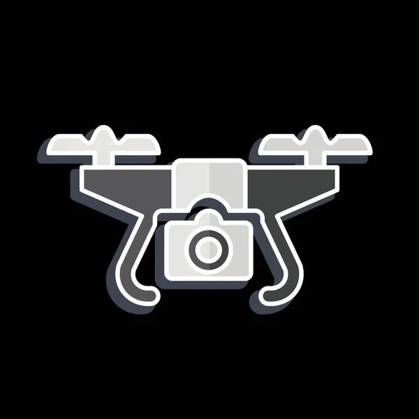 Kameralı Icon Drone Drone Sembolüyle Ilgili Parlak Bir Stil Basit — Stok Vektör