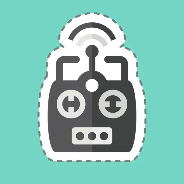 Sticker Line Cut Remote Control Related Drone Symbol Simple Design — Stock Vector