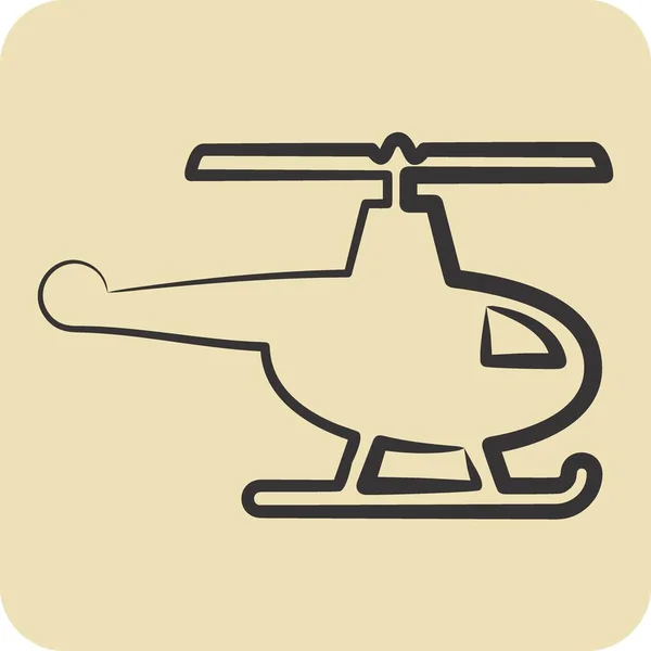 Icon直升机 与Drone符号有关 手绘风格 简单的设计可以编辑 简单的例子 — 图库矢量图片