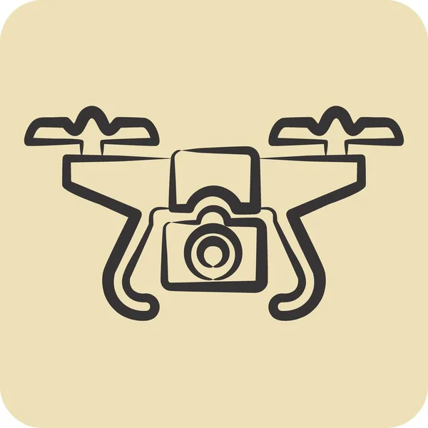 Ícone Drone Com Câmera Relacionado Com Símbolo Drone Estilo Desenhado —  Vetores de Stock