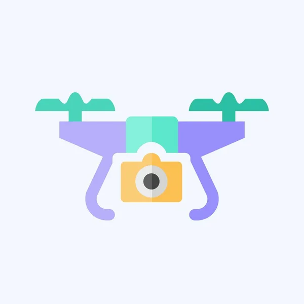 Ícone Drone Com Câmera Relacionado Com Símbolo Drone Estilo Plano —  Vetores de Stock