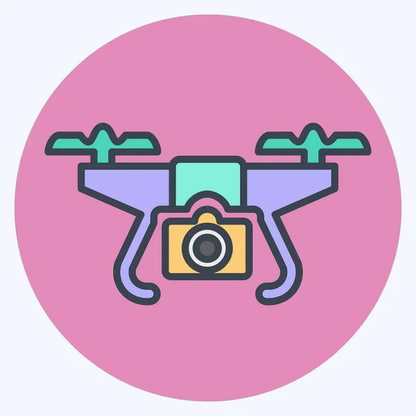 Icono Drone Con Cámara Relacionado Con Símbolo Drone Estilo Mate — Vector de stock