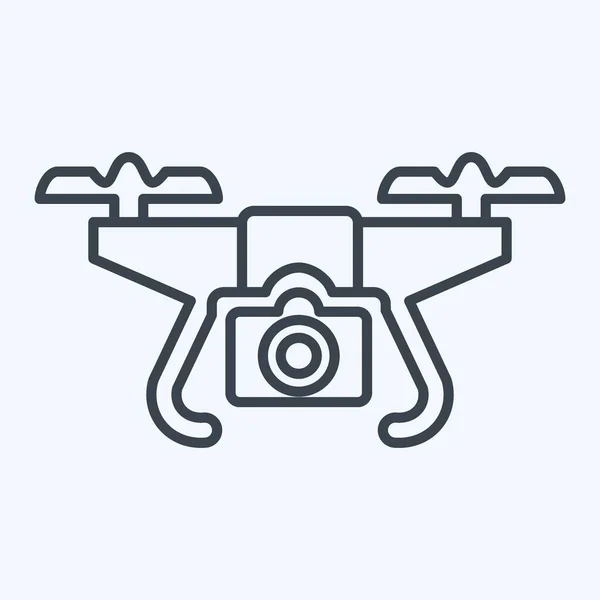 Symboldrohne Mit Kamera Zusammenhang Mit Dem Drohnen Symbol Linienstil Einfaches — Stockvektor